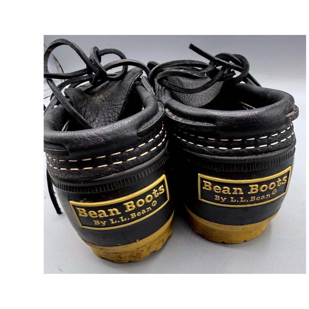 LL Bean Boots Rubber Moc Womens 7 M Black Gum Leather Duck Shoes 06009 USA Made - Picture 3 of 11